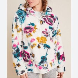 Anthropologie Saturday Sunday Rosemarie Hooded Sherpa Teddy Floral Size Small